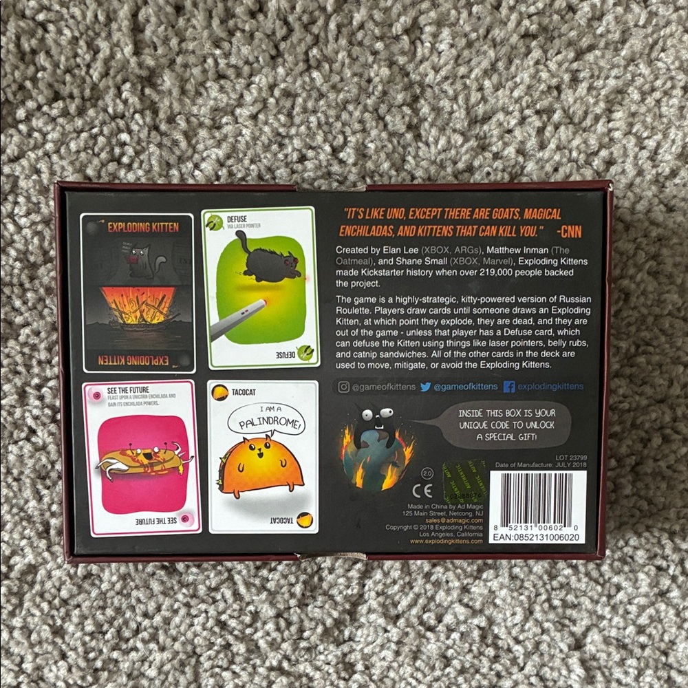 Exploding Kittens Original Edition Card Game - Red - Picture 2 of 4
